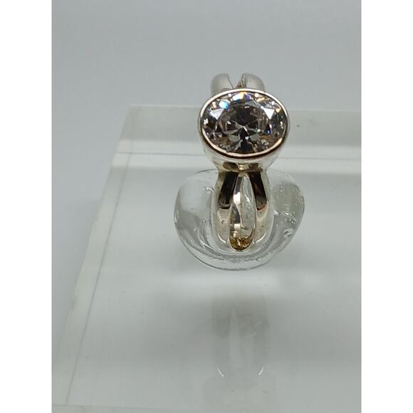 Vintage Sterling Silver Oval Solitaire Engagement Ring Size 9 Estate Jewelry - Picture 3 of 10